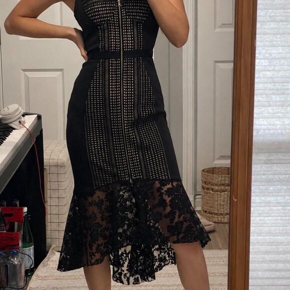 Dresses & Skirts - Three Floor Black lace midi dress with zipper